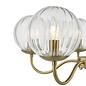 Jocelyn Mid Century Chandelier – Natural Brass and Ribbed Glass Globe