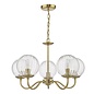 Jocelyn Mid Century Chandelier – Natural Brass and Ribbed Glass Globe