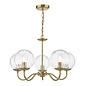 Jocelyn Mid Century Chandelier – Natural Brass and Ribbed Glass Globe