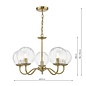 Jocelyn Mid Century Chandelier – Natural Brass and Ribbed Glass Globe