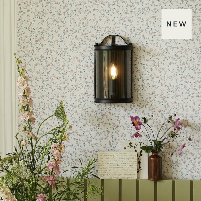 Laura Ashley Harrington Wall Light – Matt Black and Glass
