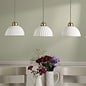 Laura Ashley Durford 3 Light Bar Pendant – Matt Antique Brass and White Ceramic Kitchen Island Light