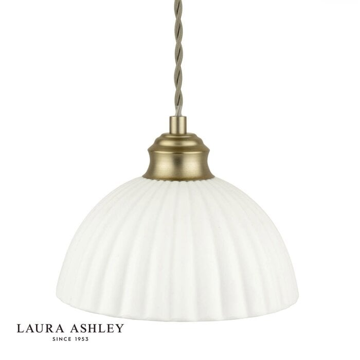 Laura Ashley Durford 3 Light Bar Pendant – Matt Antique Brass and White Ceramic Kitchen Island Light