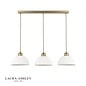 Laura Ashley Durford 3 Light Bar Pendant – Matt Antique Brass and White Ceramic Kitchen Island Light
