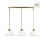 Laura Ashley Durford 3 Light Bar Pendant – Matt Antique Brass and White Ceramic Kitchen Island Light
