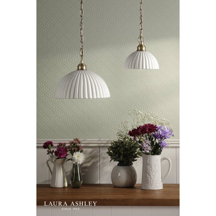 Laura Ashley Durford Large Pendant Light – Matt Antique Brass and White Ceramic