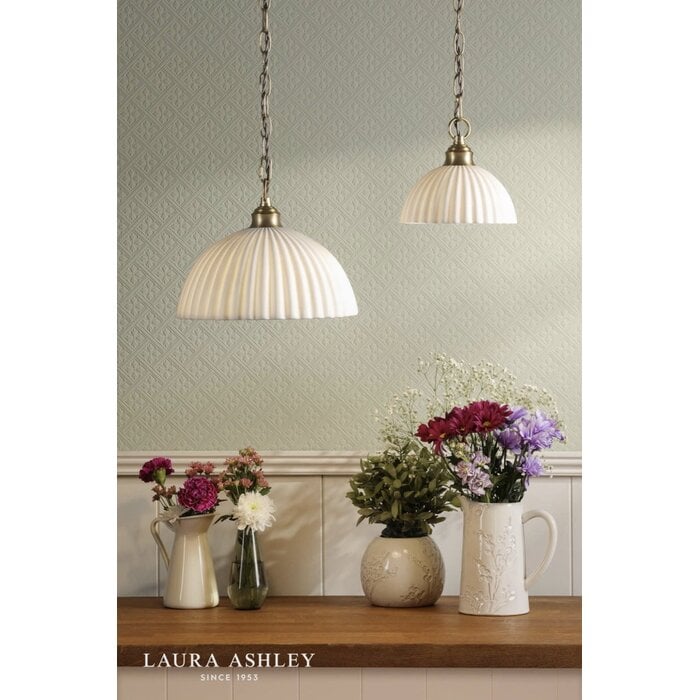 Laura Ashley Durford Large Pendant Light – Matt Antique Brass and White Ceramic