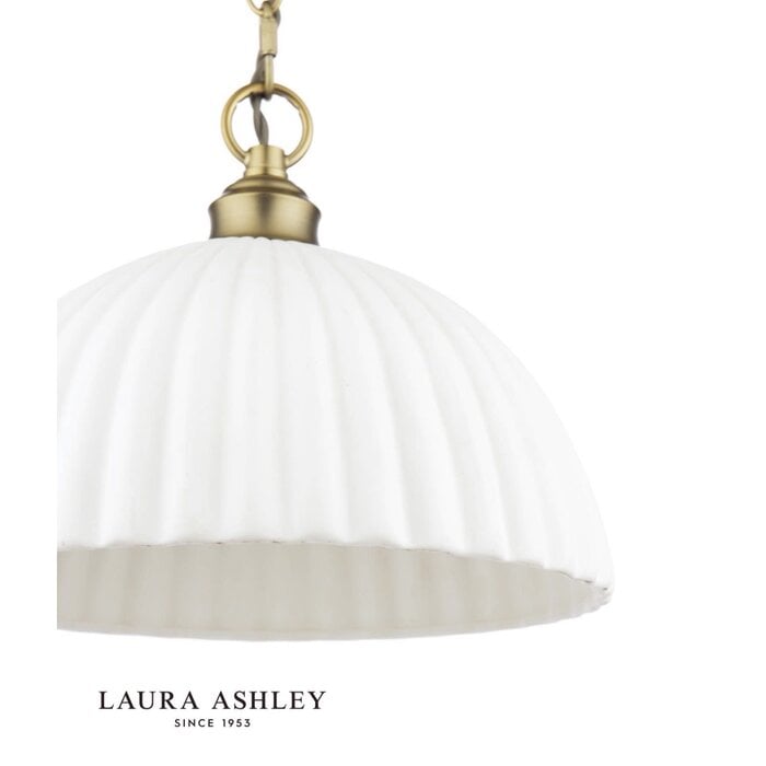 Laura Ashley Durford Large Pendant Light – Matt Antique Brass and White Ceramic