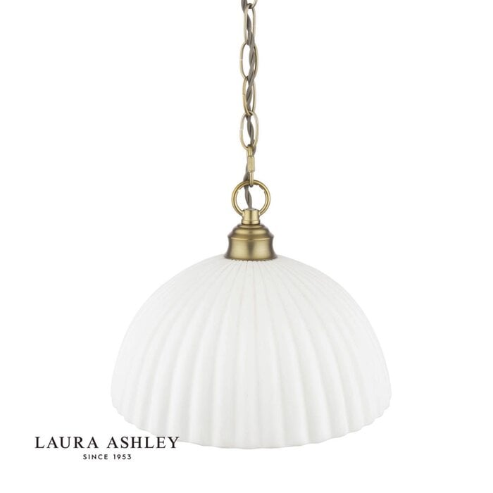 Laura Ashley Durford Large Pendant Light – Matt Antique Brass and White Ceramic