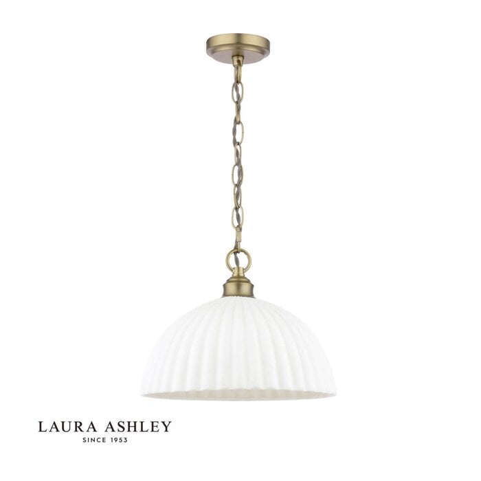 Laura Ashley Durford Large Pendant Light – Matt Antique Brass and White Ceramic