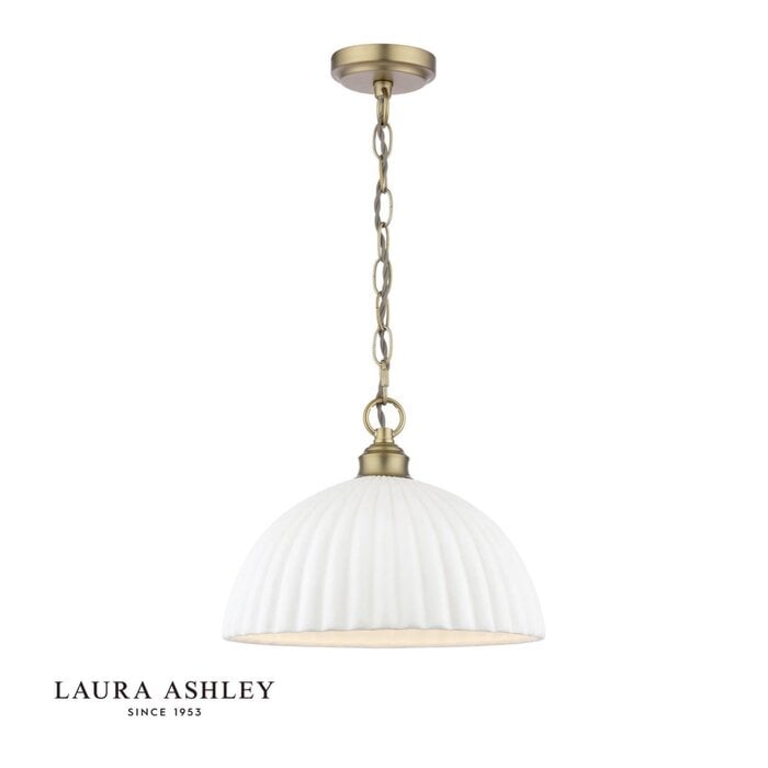 Laura Ashley Durford Large Pendant Light – Matt Antique Brass and White Ceramic