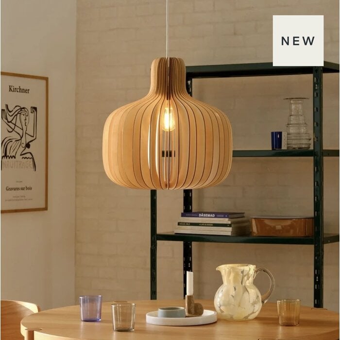 Alder – Scandi Wood Pendant Light – Natural – 43cm