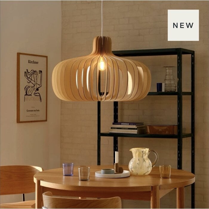 Alder – Large Scandi Wood Pendant Light – Natural – 65cm