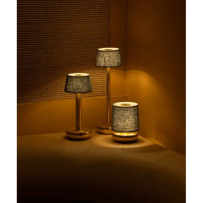 Noble Firefly - Rechargeable Cordless Table Lamp - Gold & Emerald Linen