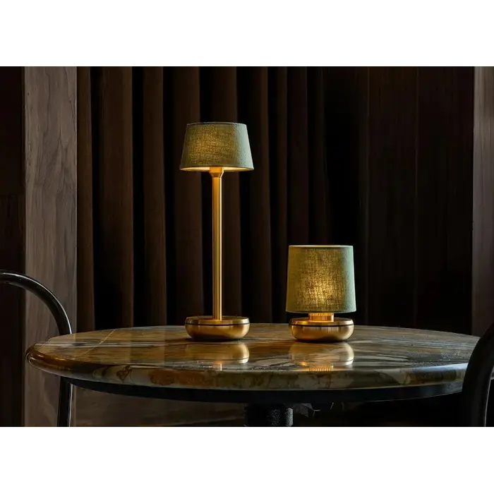 Noble Firefly - Rechargeable Cordless Table Lamp - Gold & Emerald Linen