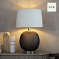 Luna Table Lamp -  Frosted Black Glass and  Nickel with Opal Shade with Gold Lining