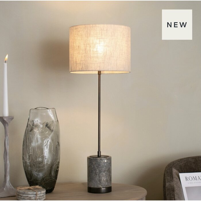 Jasper Table Lamp - Bronze with Natural Linen Drum Shade