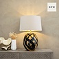 Amazonia Table Lamp - Amber Glass and Black with Gold-Lined Soft Latte Shade
