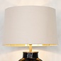 Amazonia Table Lamp - Amber Glass and Black with Gold-Lined Soft Latte Shade