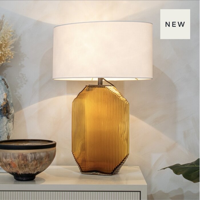 Juno Table Lamp Base in Yellow-Tinted Glass - Base Only