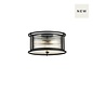 Margot - Small Flush Ceiling Light – Black with Ribbed Glass (Convertible Design