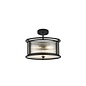 Margot - Small Semi-Flush Ceiling Light – Black with Ribbed Glass (Convertible Design)