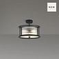 Margot - Small Semi-Flush Ceiling Light – Black with Ribbed Glass (Convertible Design)