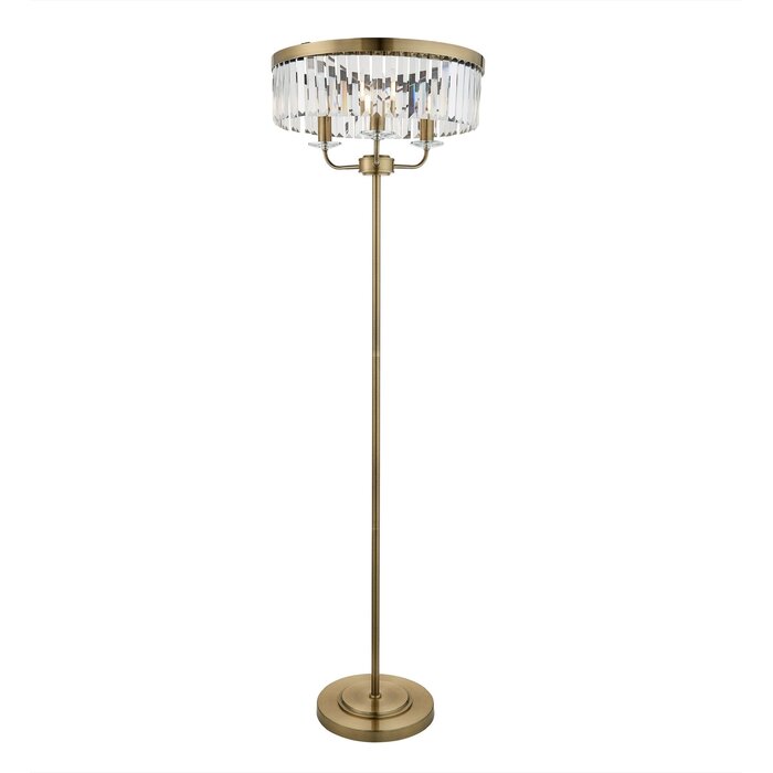 Pickering - Art Deco Crystal Floor Lamp - Antique Brass