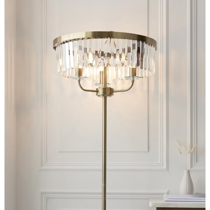 Pickering - Art Deco Crystal Floor Lamp - Antique Brass