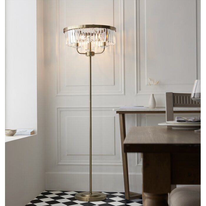 Pickering - Art Deco Crystal Floor Lamp - Antique Brass