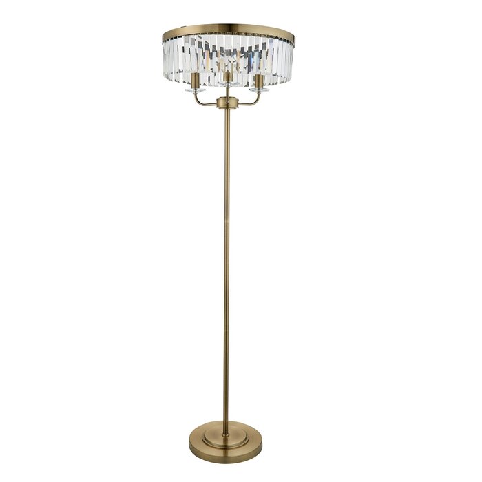 Pickering - Art Deco Crystal Floor Lamp - Antique Brass