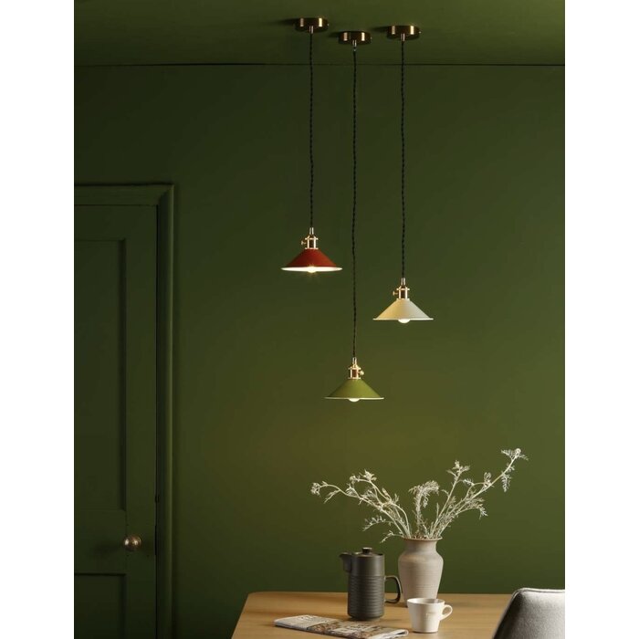 Hadano 1 Light Pendant Light - Natural Brass With Olive Green Shade