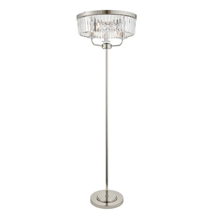 Pickering - Art Deco Crystal Floor Lamp - Bright Nickel