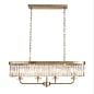 Pickering - Art Deco  Linear Chandelier Pendant - Clear Cut Glass & Antique Brass
