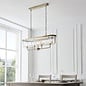 Pickering - Art Deco  Linear Chandelier Pendant - Clear Cut Glass & Antique Brass