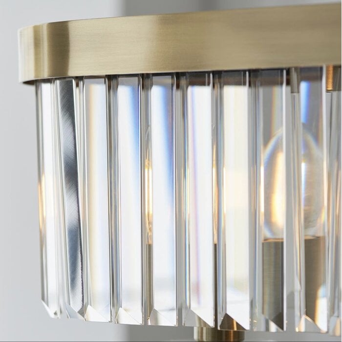 Pickering - Art Deco  Linear Chandelier Pendant - Clear Cut Glass & Antique Brass