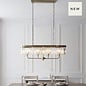 Pickering - Art Deco  Linear Chandelier Pendant - Clear Cut Glass & Antique Brass