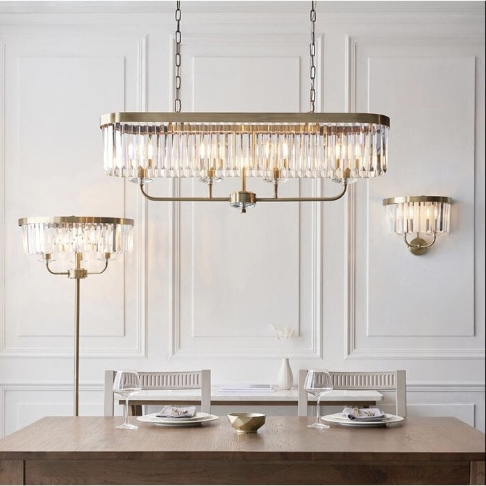 Pickering - Art Deco  Linear Chandelier Pendant - Clear Cut Glass & Bright Nickel