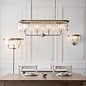Pickering - Art Deco  Linear Chandelier Pendant - Clear Cut Glass & Bright Nickel