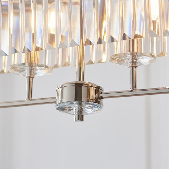 Pickering - Art Deco  Linear Chandelier Pendant - Clear Cut Glass & Bright Nickel