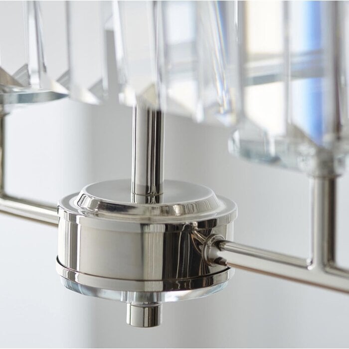 Pickering - Art Deco  Linear Chandelier Pendant - Clear Cut Glass & Bright Nickel
