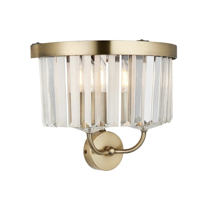 Pickering - Art Deco Wall Light - Clear Cut Glass & Antique Brass