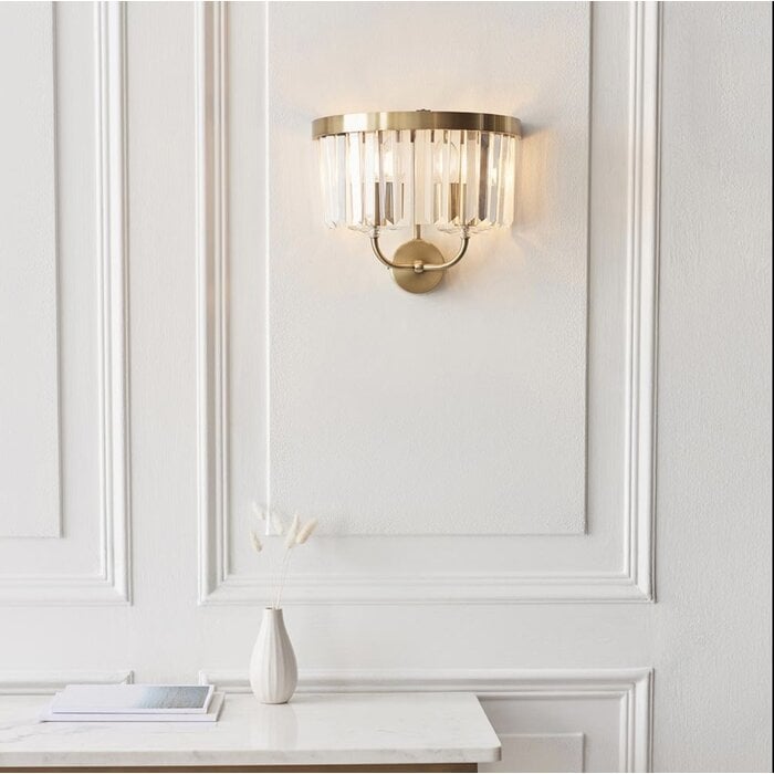 Pickering - Art Deco Wall Light - Clear Cut Glass & Antique Brass