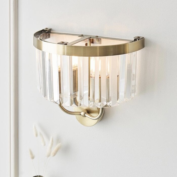 Pickering - Art Deco Wall Light - Clear Cut Glass & Antique Brass