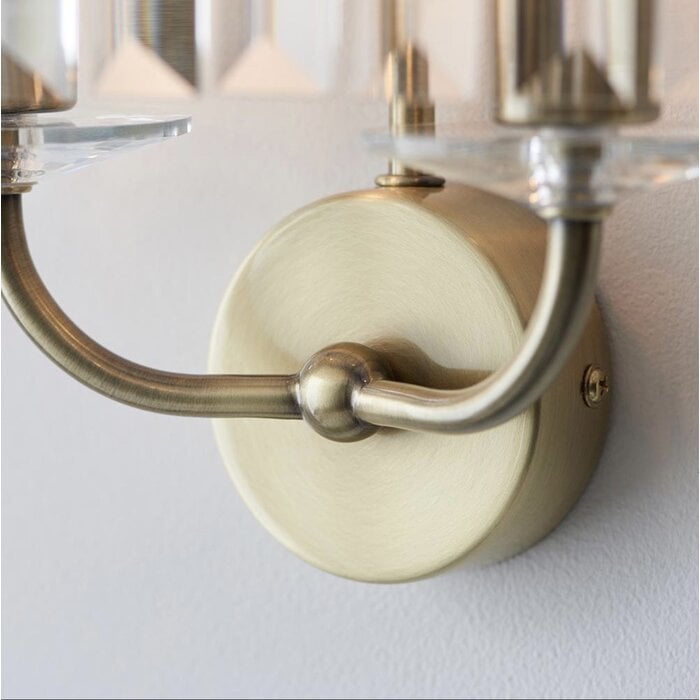Pickering - Art Deco Wall Light - Clear Cut Glass & Antique Brass
