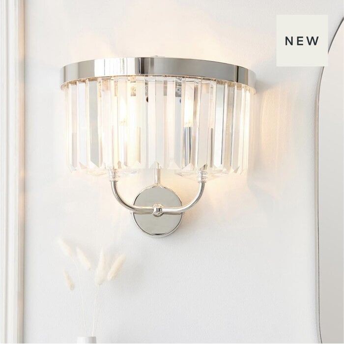 Pickering - Art Deco Wall Light - Clear Cut Glass & Bright Nickel