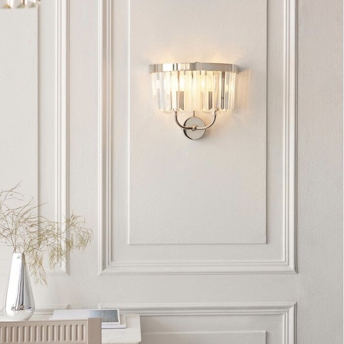 Pickering - Art Deco Wall Light - Clear Cut Glass & Bright Nickel