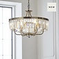 Pickering - Art Deco Chandelier Pendant - Clear Cut Glass & Antique Brass