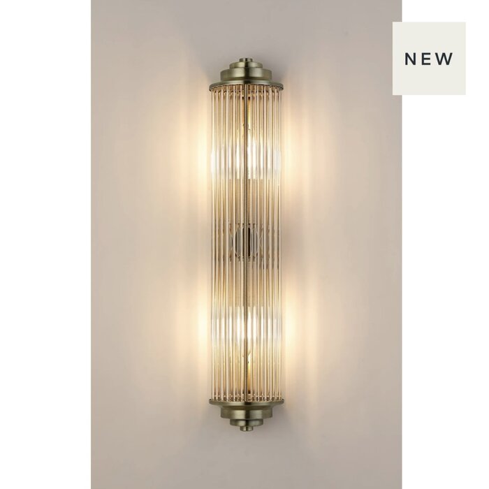Tai - Large Two Light Wall Light with Glass Rods - Antique Brass