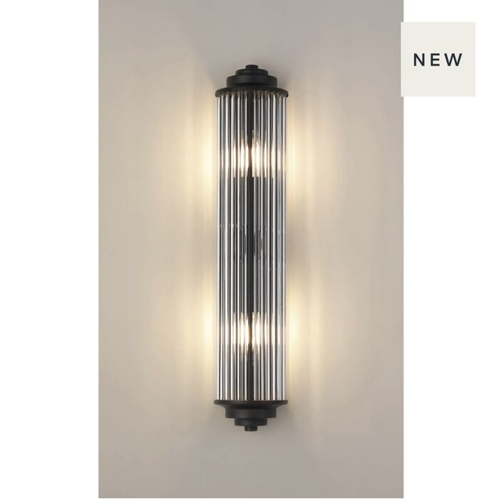 Tai - Large Two Light Wall Light with Glass Rods - Black